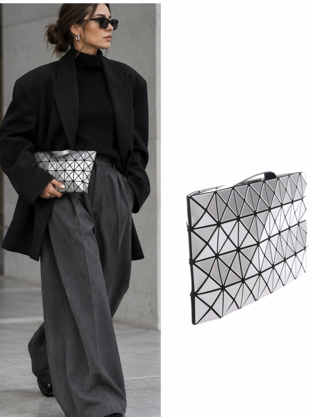 BAO BAO ISSEY MIYAKE Prism silver triangle bag